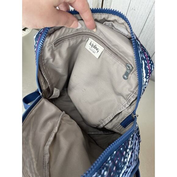 KIPLING Yaretzi Small Printed Backpack Textured Waves Lightweight Carry All Bag - Picture 6 of 8